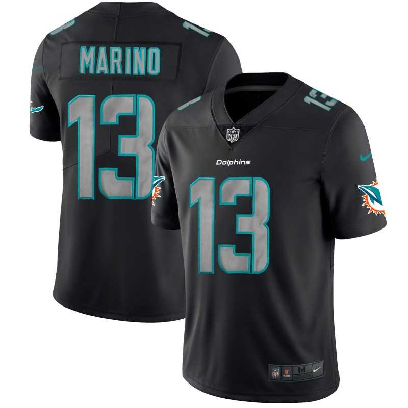 Mens Miami Dolphins #13 Dan Marino Black 2018 Impact Limited Stitched NFL Jersey Dyin